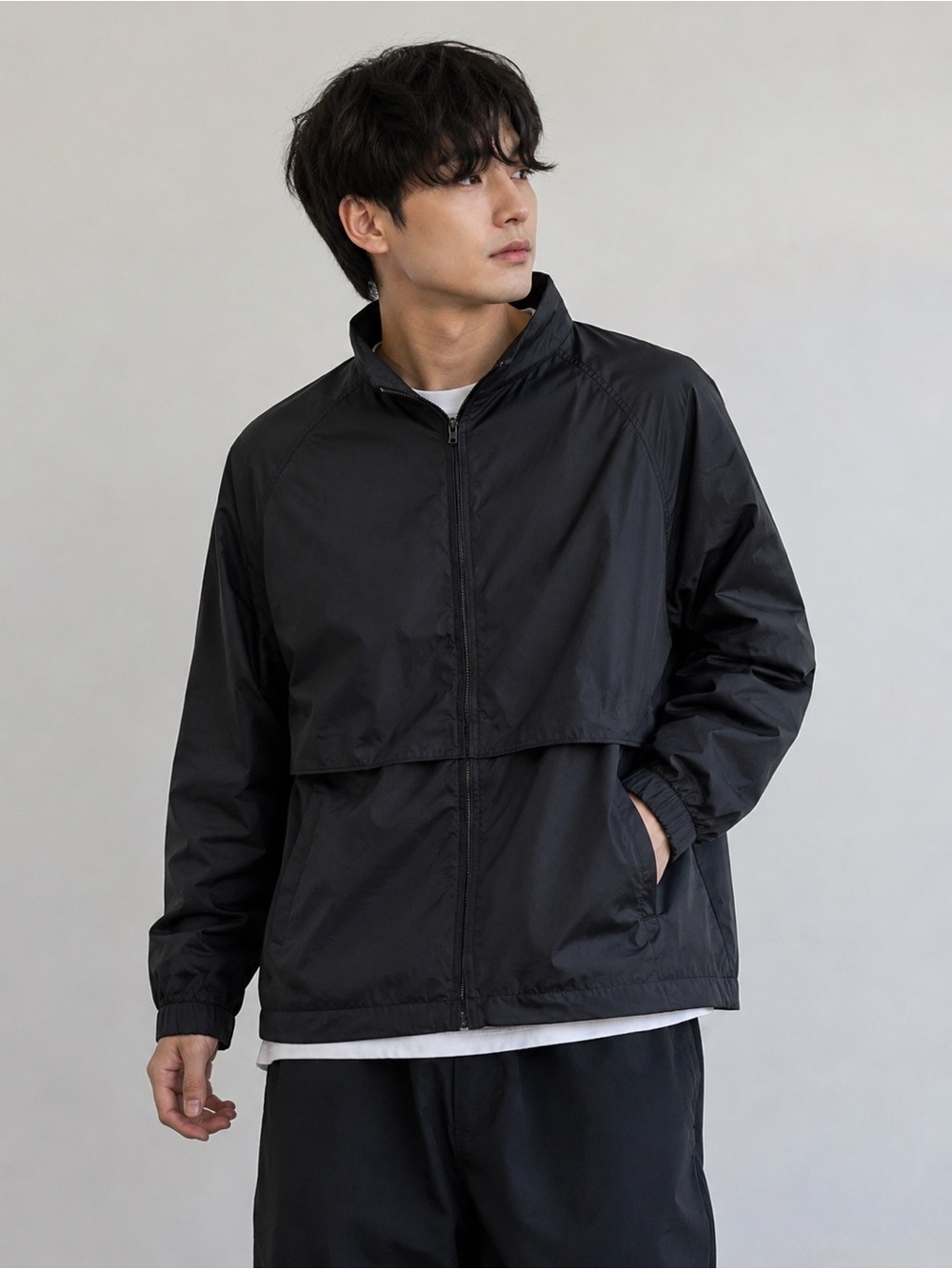 Pacific Trail Black Lightweight Windbreaker Jacket Minimalist Streetwear